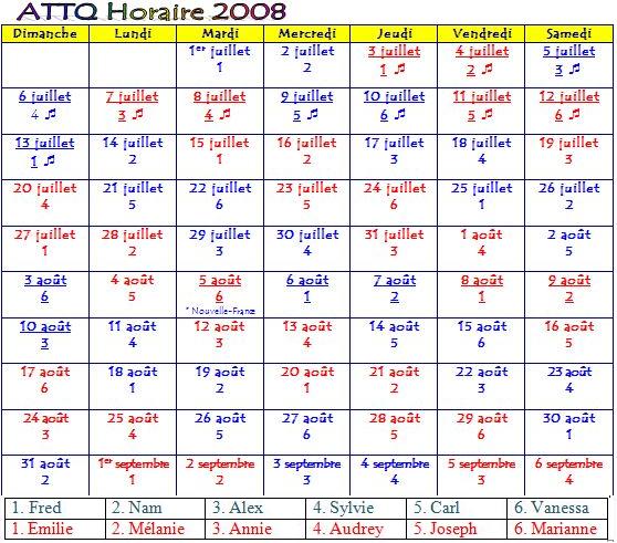 attq horaire 2008