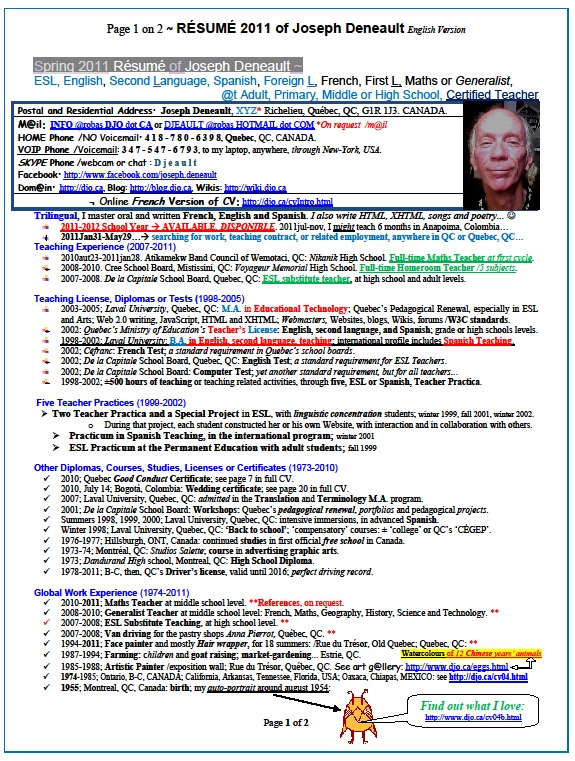 resume 2001 joseph deneault djeault djo